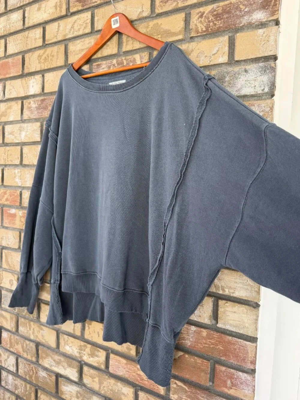 ☀️ Free People We The Free Camden Sweatshirt Rare Deep Blue Blue Fox XL NWOT